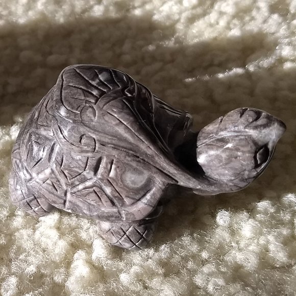 vintage 70s pair of carved stone turtle tortoise figurines - Picture 6 of 12